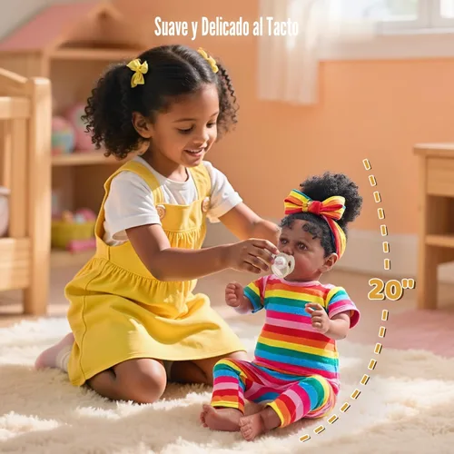 Vista 4 de JIZHI Muñecas Bebé Reborn Negras - Cuerpo Suave Realista Afroamericana Muñeca de Niña Recién Nacida de 20 Pulgadas Mejor Set de Regalo de Cumpleaños