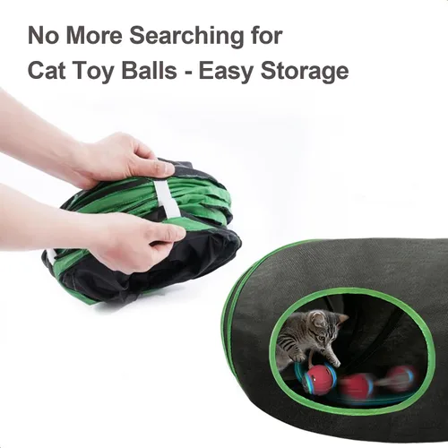 Vista 5 de Juguetes interactivos para gatos con bola de rodadura rápida en túnel para gatos – Bola activada por movimiento en túnel de enriquecimiento, juego