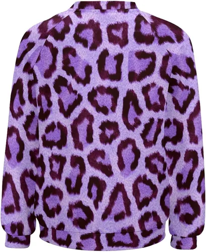 Vista 5 de GELEGLAER Sudadera con estampado de leopardo para mujer, cuello redondo, sin botones, estética, con estampado 3D, adorable