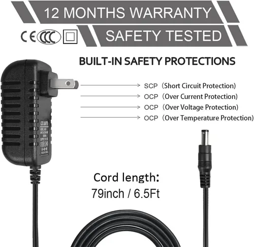 Vista 2 de Adaptador de corriente universal de 5V 2A con 8 puntas de enchufe, fuente de CA/CC, cable de 6.5 pies 8 interchangeable tips for routers, LED