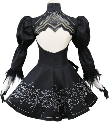 Vista 4 de Smehei Disfraz de cosplay, vestido negro, conjunto completo de fiesta de disfraces de Halloween