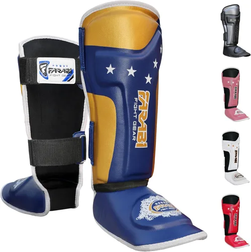 Vista 10 de Farabi Sports Shin Instep Kids Junior MMA Kick Boxing Shin Guard Training Shin Protector Guards Negro