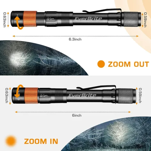 Vista 7 de EverBrite Paquete de 2 luces recargables para sombrero + luz recargable para bolígrafo, 4 modos de iluminación, zoomable