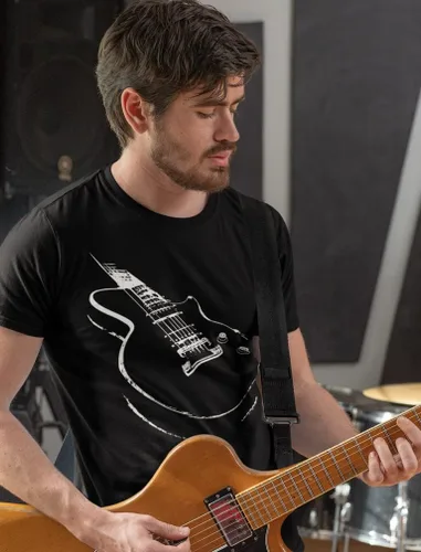 Vista 5 de Camisa de guitarra para hombre, músico, guitarrista, impresa, para hombre