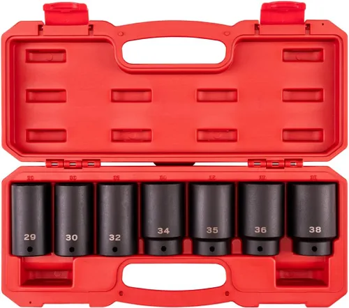 Vista 6 de TEKTON Juego de dados de impacto de tuerca de eje de transmisión de 1/2 pulgada, 7 piezas SID92003