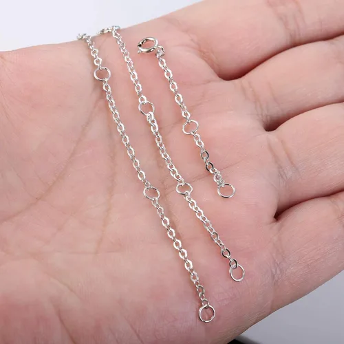 Vista 7 de Sllaiss Juego de 3 pulseras de plata de ley 925 para collar de longitud ajustable de 20in 30in 39in