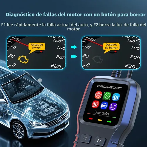Vista 3 de AZIJYV Escáner K1 obd2, herramienta de diagnóstico del escáner obd2, lector de códigos de coche para comprobar la luz del motor, datos en vivo