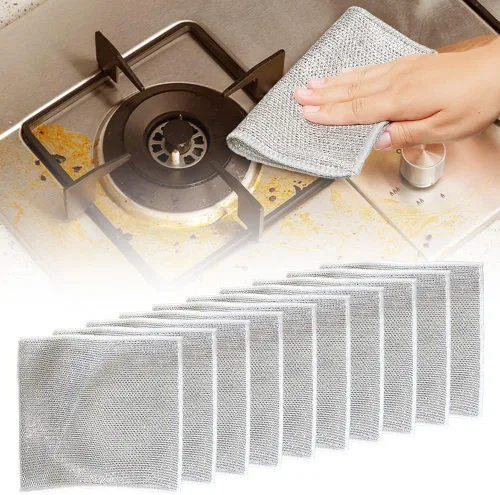 Vista 11 de Pousbo Trapos multiusos para lavar platos, paños de alambre de metal para lavar platos, toallas limpias, trapos de limpieza de alambre de primera