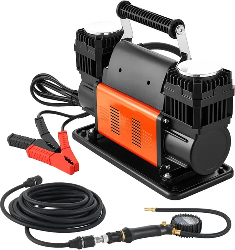 Vista 11 de VEVOR Compresor de aire de 12V de servicio pesado, inflador de neumáticos portátil con parada automática y pantalla LCD digital, bomba de aire todo