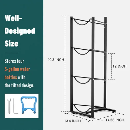 Vista 5 de MYLOLF Soporte para Garrafón de Agua de 5 Galones: Soporte de 4 Niveles para Garrafón de Agua para Dispensador de Agua de 5 Galones - Estante
