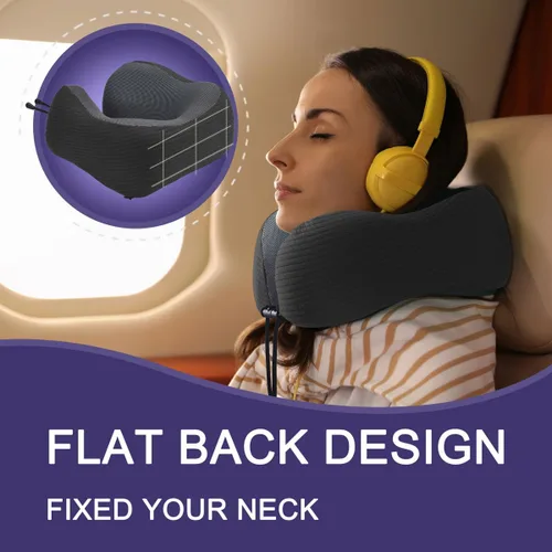 Vista 4 de napfun Almohada cervical para viajar, almohada cervical de viaje mejorada para avión, almohada de viaje de espuma viscoelástica 100% pura