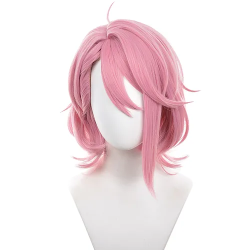Vista 9 de Pelucas de anime verde oscuro para hombre, peluca corta y recta con flequillo para mujer, peluca COS para Halloween, Navidad, cómic, transmisión