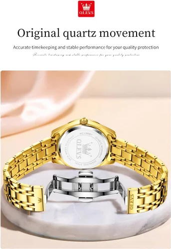 Vista 3 de OLEVS Reloj de pulsera de cuarzo para mujer, de acero inoxidable, impermeable, luminoso, fecha, fácil de leer, para mujer