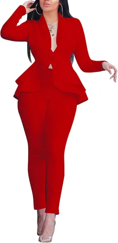 Vista 9 de Salimdy 2 Piece Outfits for Women Long Sleeve Dressy Blazer Pants Suits Negro