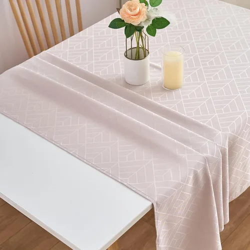 Vista 7 de Mantel Redondo Aqua Jacquard Pequeño de 40 Pulgadas, Manteles para Mesas de hasta 26" de Diámetro, Impermeable, Lavable, Sin Arrugas, Tela Suave