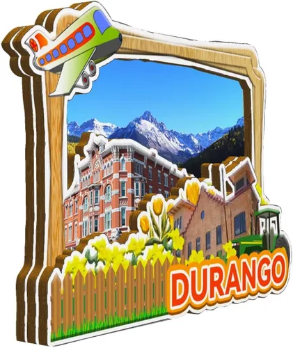 Vista 2 de Durango - Imán de madera para nevera, diseño de México, 3D, recuerdos coleccionables, decoración hecha a mano, 2036