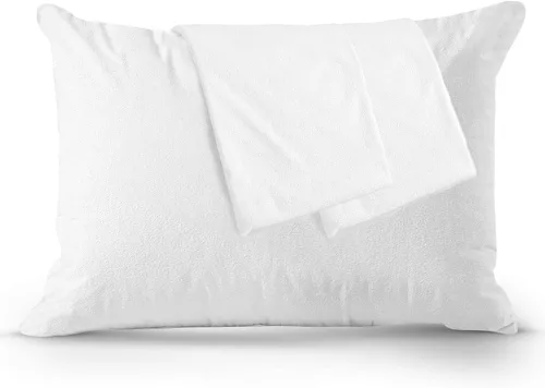 Vista 10 de Continental Bedding Protector de almohada de rizo a prueba de plumas, impermeable y de plumón: comodidad de felpa y protección superior, 26 x 26