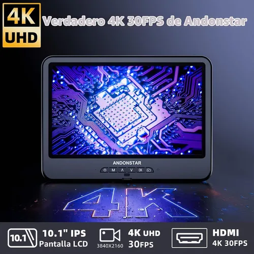 Vista 2 de Andonstar AD208S-FA 4K HDMI Microscopio digital para soldar pantalla de 10,1