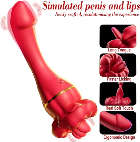 Vista 3 de Juguetes sexuales con vibrador de punto G, juguete sexual femenino adulto con 10 frecuencias vibratorias y 10 frecuencias de lamer la lengua