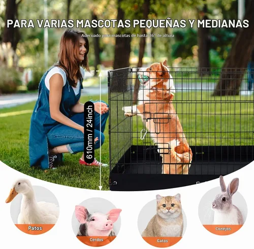 Vista 3 de VEVOR Corralito para perros, 4 paneles de 24 x 36 pulgadas, parque de ejercicio plegable de metal para mascotas, valla para perros para interiores