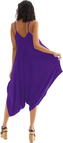 Vista 6 de Double Chic Women's Jumpsuit with Pockets V Neck Casual Spaghetti Strap Plus Size One Piece Flowy Harem Rompers