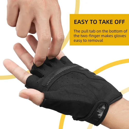 Vista 2 de ROCKBROS - Guantes de ciclismo de montaña para hombre, guantes de ciclismo con pantalla táctil, antideslizantes, MTB, guantes de ciclismo