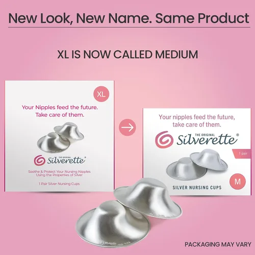 Vista 2 de Silverette® The Original Silver Nursing Cups, Nipple Covers for Breastfeeding Essentials, Pure 925 Silver Nipple Shields
