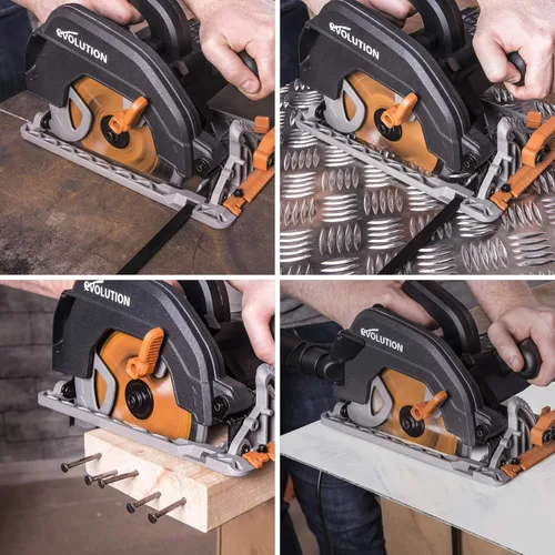 Vista 5 de Evolution Power Tools R185CCS Sierra circular de corte multimaterial TCT de 7-1/4 pulgadas, 7-1/4 pulgadas, naranja
