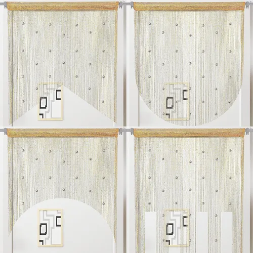 Vista 6 de Cortinas de cuentas para puerta, cortinas de cuentas para colgar, divisor de habitación, decoración de cuentas, panel de flecos con purpurina