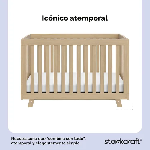 Vista 4 de Storkcraft Beckett 3 en 1 Cuna Convertible (Driftwood) – Certificado GREENGUARD Gold, Se Ajusta a Colchón de Cuna Estándar, Se Convierte en Cama