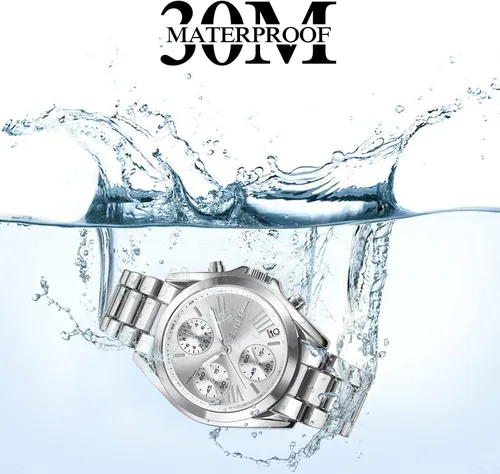 Vista 7 de SKMEI Reloj de pulsera para hombres y mujeres, reloj cronógrafo para hombre, resistente al agua, fecha, analógico, de cuarzo, para negocios, casual