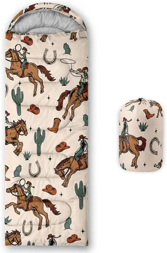 Vista 16 de AILONEN Saco de dormir de campamento de dibujos animados para niños y niñas, adultos, ligero e impermeable, 3 estaciones, clima cálido y frío