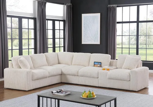 Vista 25 de Ball & Cast - Sofá modular en forma de L de 147 pulgadas para sala de estar con diván reversible y cojines de respaldo extraíbles, juego de sofá