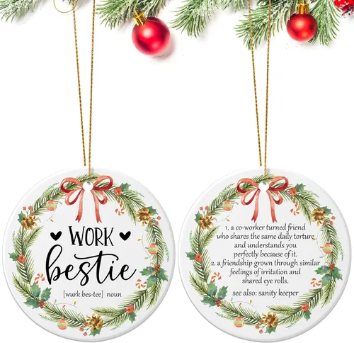 Vista 13 de Patelai Adorno de Peluquero de Navidad de Cerámica Colgante Regalo para Estilista de Cabello Adorno de Placa de Peluquero Recuerdo Navideño