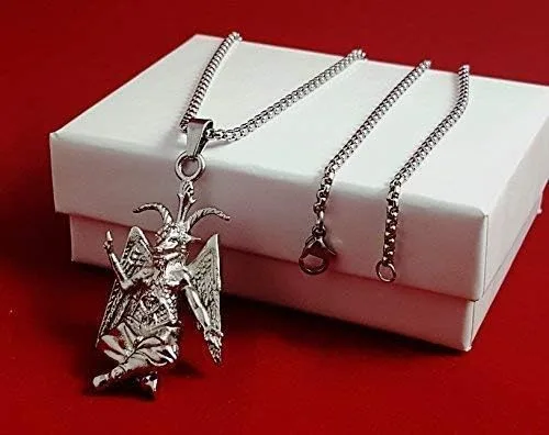 Vista 5 de Iglesia de Satanás Baphomet Colgante Collar 316L Acero Inoxidable Eliphas Levi