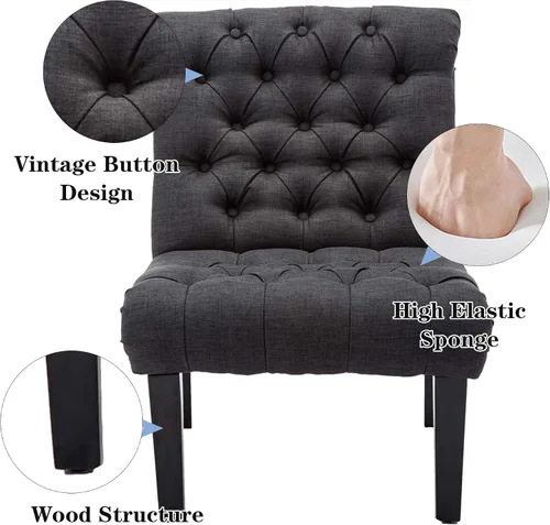 Vista 7 de Alunaune Silla de sala de estar, silla decorativa moderna, tapizada sin brazos, silla de dormitorio, sofá y respaldo de tela, sillón reclinable