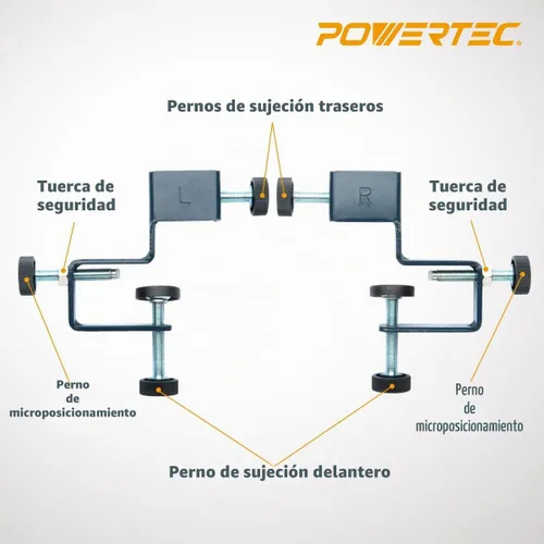 Vista 4 de POWERTEC Abrazaderas de instalación frontal para cajón, juego de abrazaderas ajustables para gabinete, herramienta de montaje y alineación rápida
