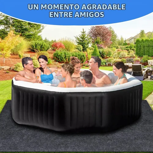 Vista 4 de Tapete para Bañera de Hidromasaje de 80 * 80 Pulgadas, Almohadilla Inflable Extra Grande para Bañera de Hidromasaje para Exterior e