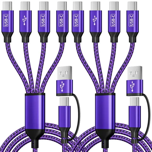 Vista 17 de Cable de Carga Múltiple, Cables de Carga 4 en 1 para Múltiples Dispositivos de Nylon Trenzado Cargador Universal Cable Cargador de Teléfono con 2