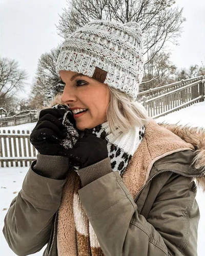 Vista 6 de Funky Junque Gorros de mujer con confeti de punto trenzado de ganchillo Skullies Tobogan grueso suave cálido invierno sombrero de moda