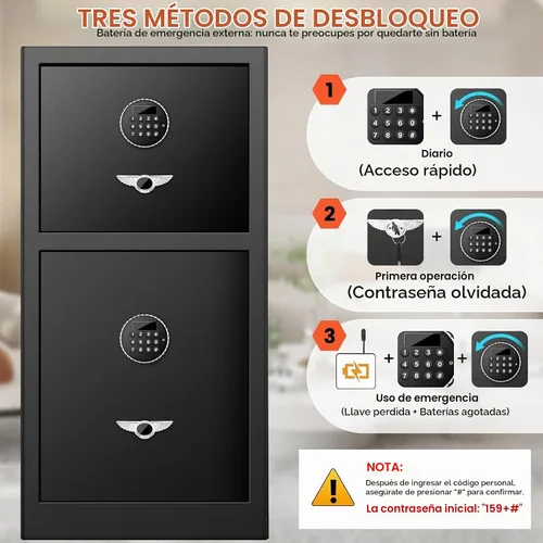 Vista 7 de Caja de seguridad digital resistente con compartimento oculto, resistente al fuego, resistente al agua de 9.5 pies cúbicos, resistente al agua
