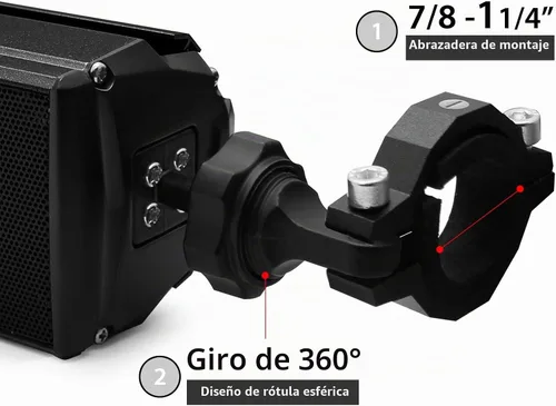 Vista 8 de GoHawk Altavoces Bluetooth para motocicleta impermeables con luz LED RE8 Negro