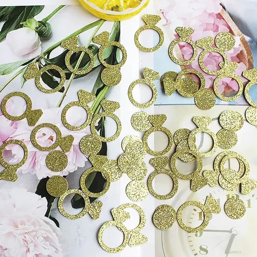 Vista 8 de Gold Wedding Confetti, 100 Pcs I DO Engagement (Pack of 2)