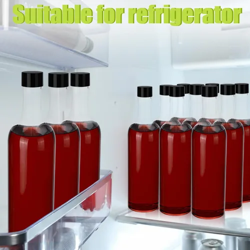 Vista 6 de Yinder 24 botellas de plástico de cuello largo con vertedor de 25 onzas, botellas vacías de licor de vino transparente para verter con 24 vertedores