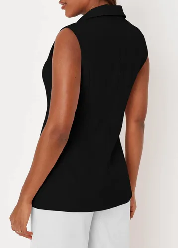 Vista 2 de Teurkia Chaqueta sin mangas para mujer con un solo botonadura casual para oficina