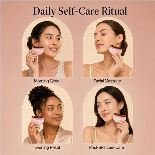 Vista 6 de Cepillo facial de contorno linfático - Gua Sha Glow, masajeador, drenaje