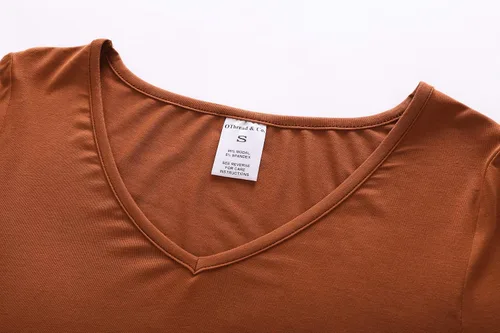 Vista 5 de OThread & Co. Camiseta de manga larga con cuello en V, para mujer, con capa básica, de licra