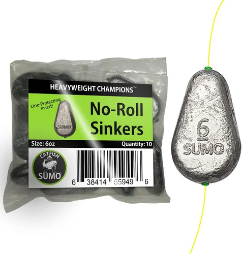 Vista 9 de Catfish Sumo Pesas planas de plomo sin rollo con insertos de protección de línea para proteger contra daños en el río