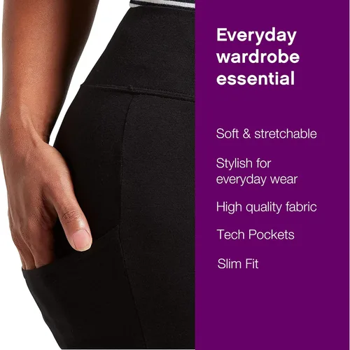 Vista 3 de No nonsense Women's Cotton Lounge Capri Legging with Tech Pocket