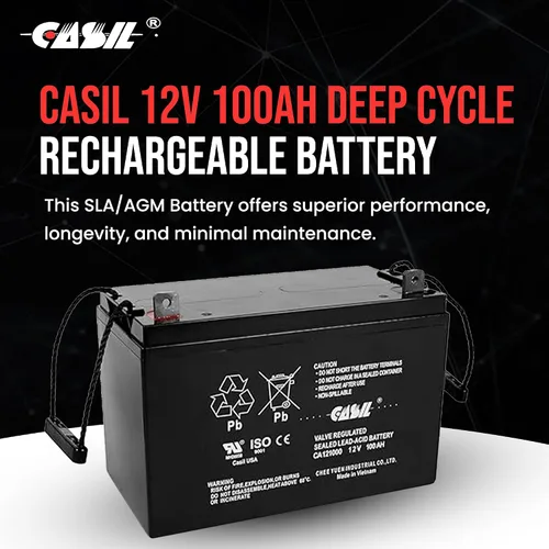 Vista 2 de Casil Batería 12v 100ah para paneles solares RENOGY PV